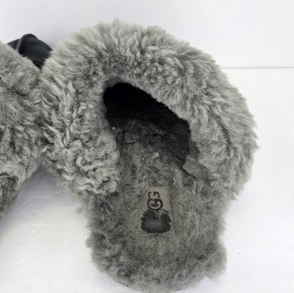 UGG Scuffette II Women's Slipper Suede Sheepskin Plush Slip On Black Grey Size 9 - Picture 10 of 16